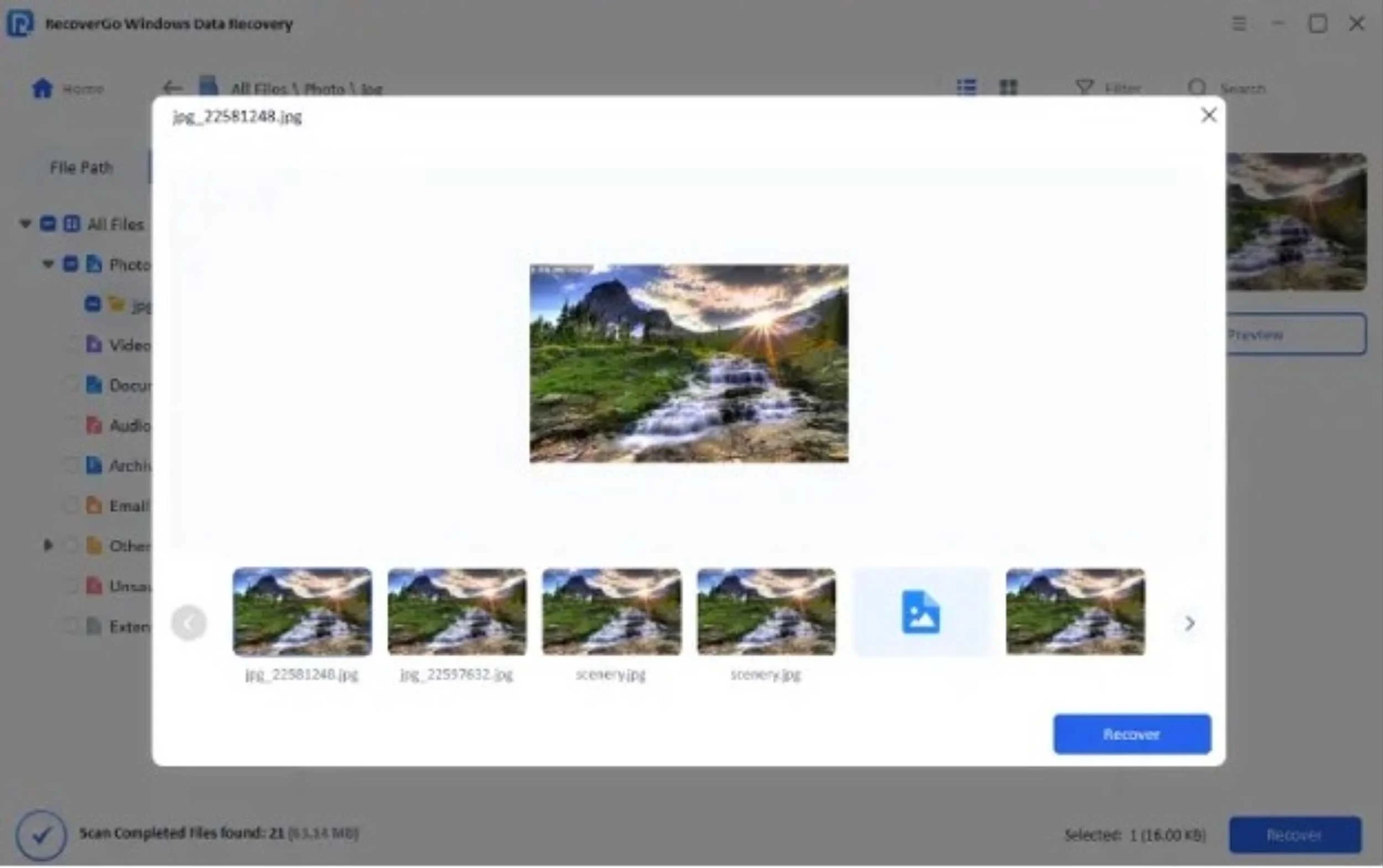 Preview recoverable Canon photos before recovery