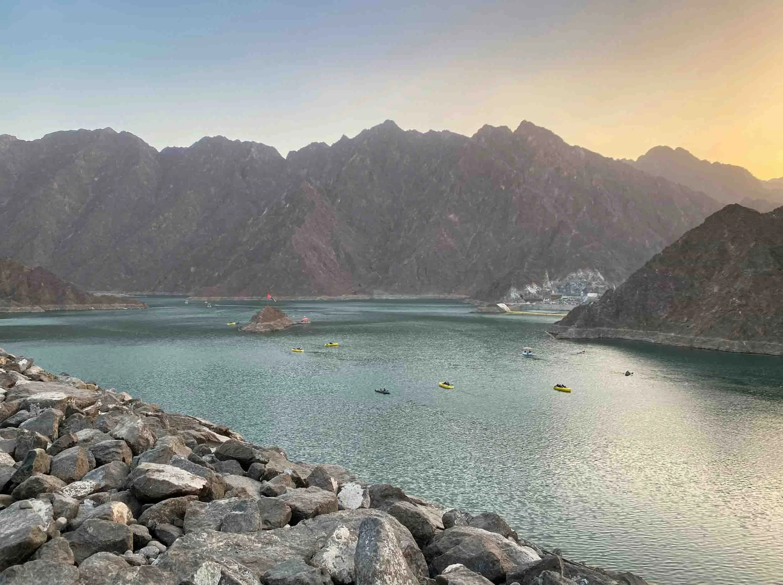 Pleasure boats on a lake in Dubai