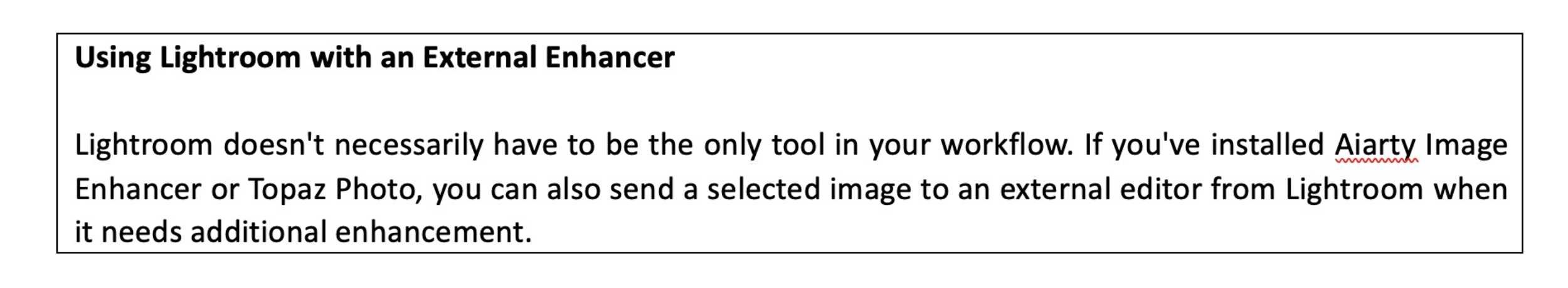 Using Lightroom with an External Enhancer