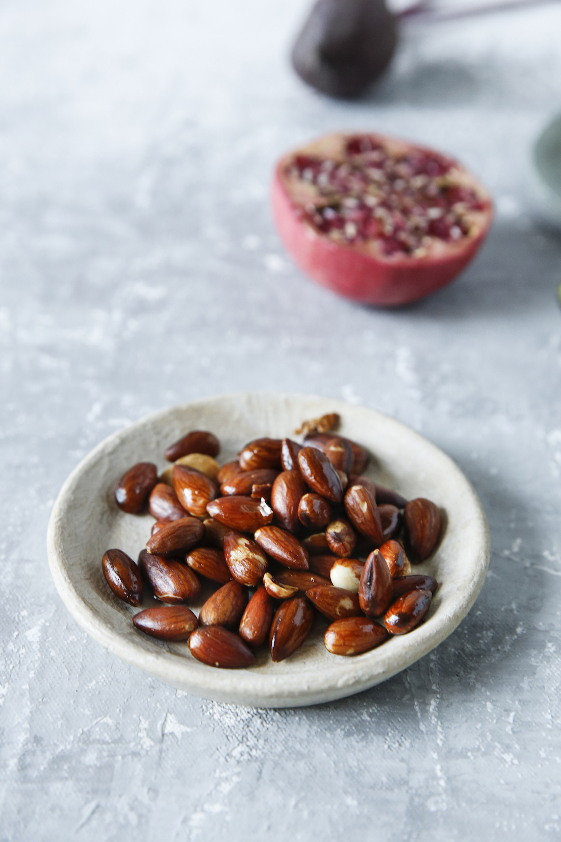 Tamari Almonds ... delish for snacking! Pomegranates are an easy way to make fresh salads a little more exciting &amp; sweet! 