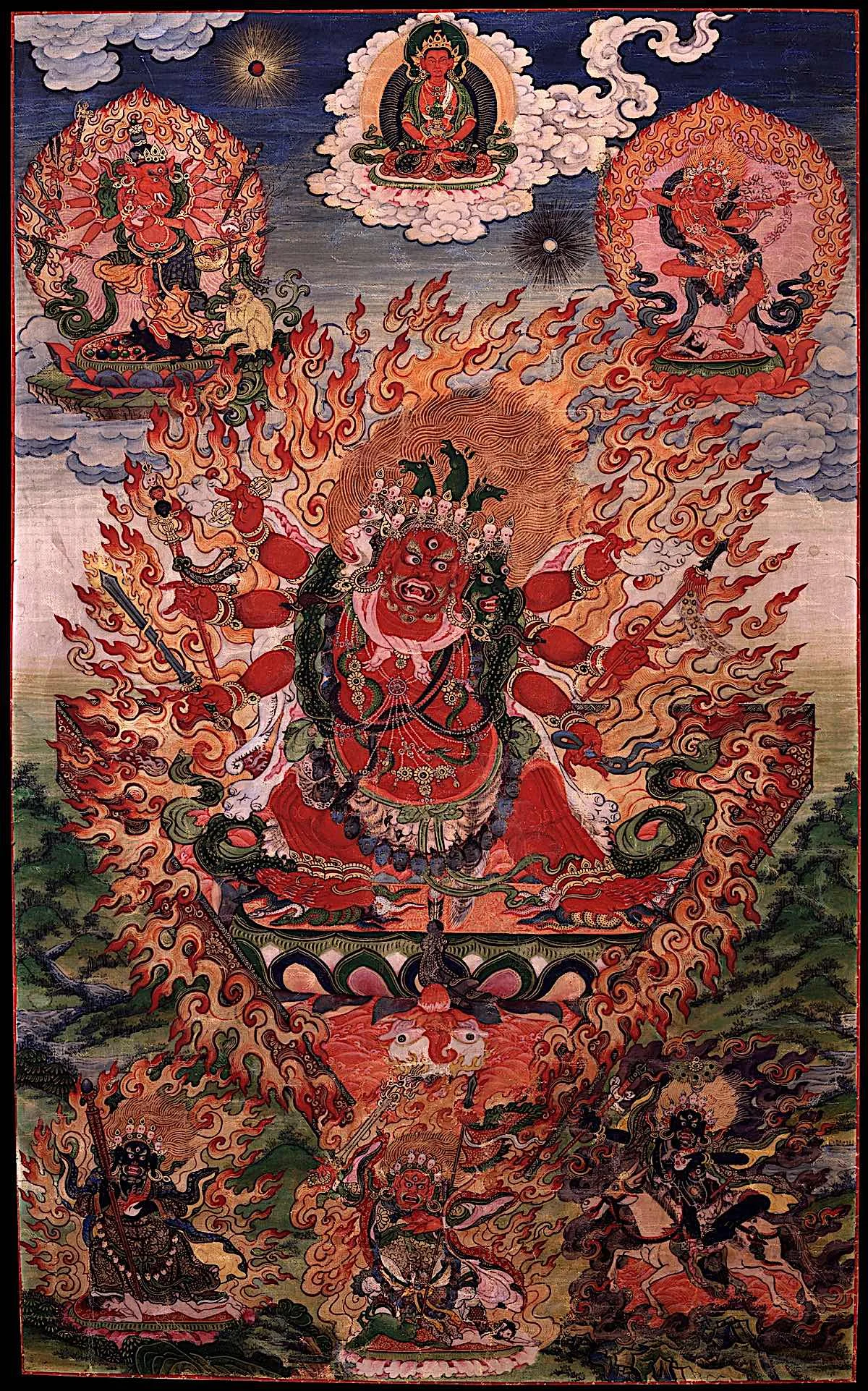 Hayagriva (Tib. Pema Sung , padma gsung ) the wrathful Avalokiteśvara , the deity of speech