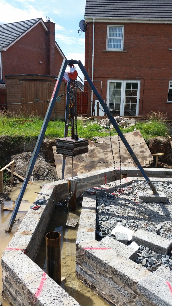 150mm Mini Pile Testing using our test system for inaccessible areas