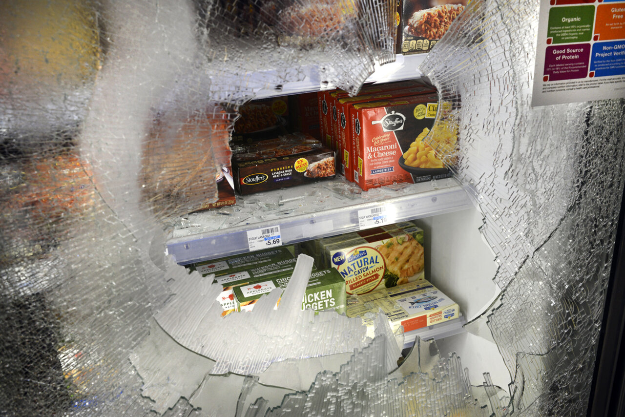  GEORGE FLOYD PROTESTS  A detail of the rioting aftermath in Rite Aid’s frozen food section  