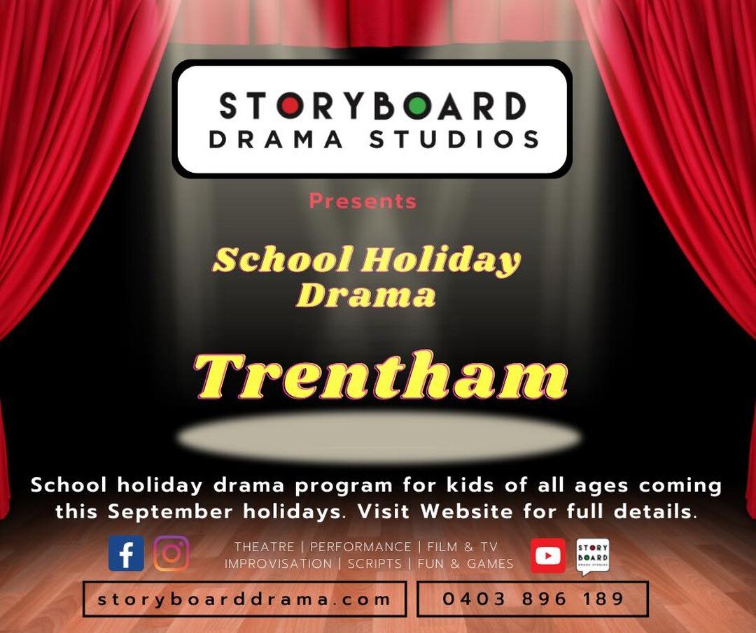 Introducing a new program for the September School holidays. 

Wk 1 Tuesday 20th &amp; Wednesday 21st Sept
Wk 2 Tuesday 27th &amp; Wednesday 28th Sept

Pre School Age
Imagine Drama: 10am -11am

Primary School Age
Performance Drama: 11am-1:30pm

Pop o