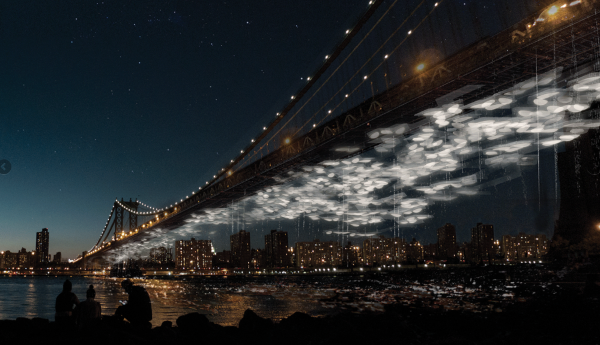 A rendering of a DeathLab project idea, Constellation Park, in which bioconversion pods cast light created by the energy generated from the decay within, creating a breathtaking visual representation of the cycle of life.