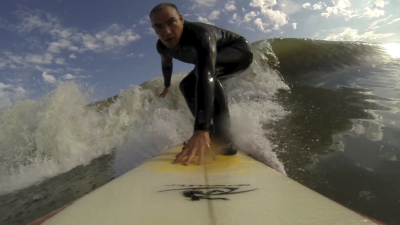 Catching waves during the winter on folly beach