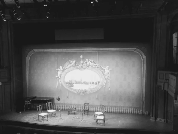 Waiting for a show to begin at the Dock Street Theatre