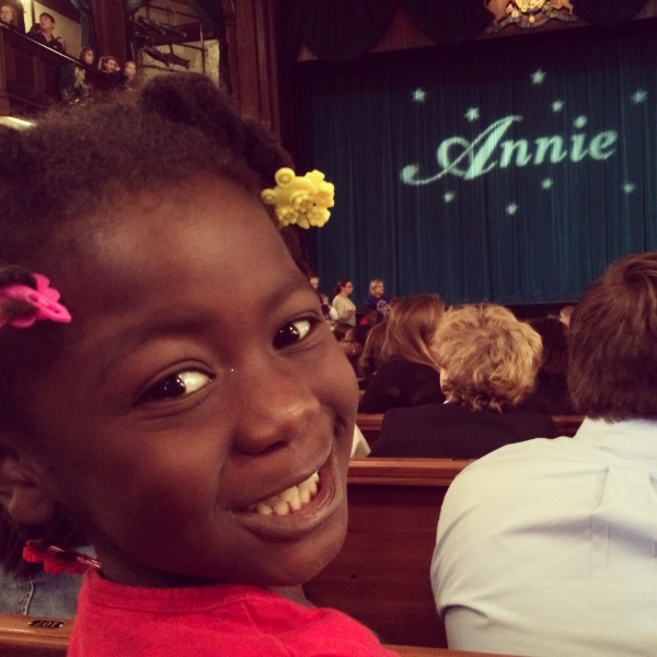 One of our first outings; seeing Annie at the Dock Street Theatre