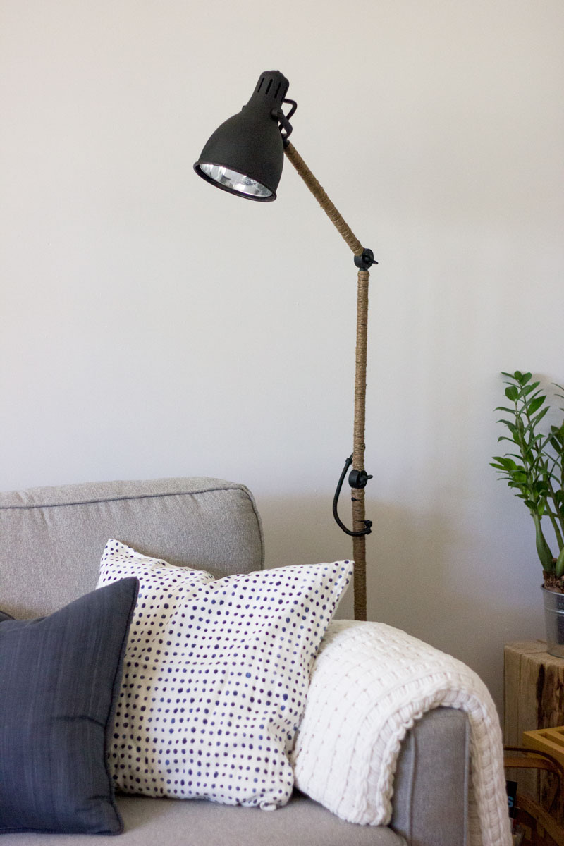 IKEA lamp hack with rope and spray paint - click for tutorial