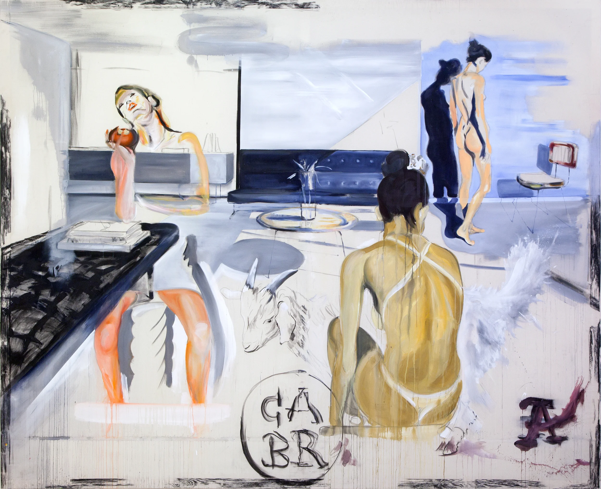 Cabra, 2014 - 2015, acrylic, charcoal, lacker, canvas, 280 x 340 cm