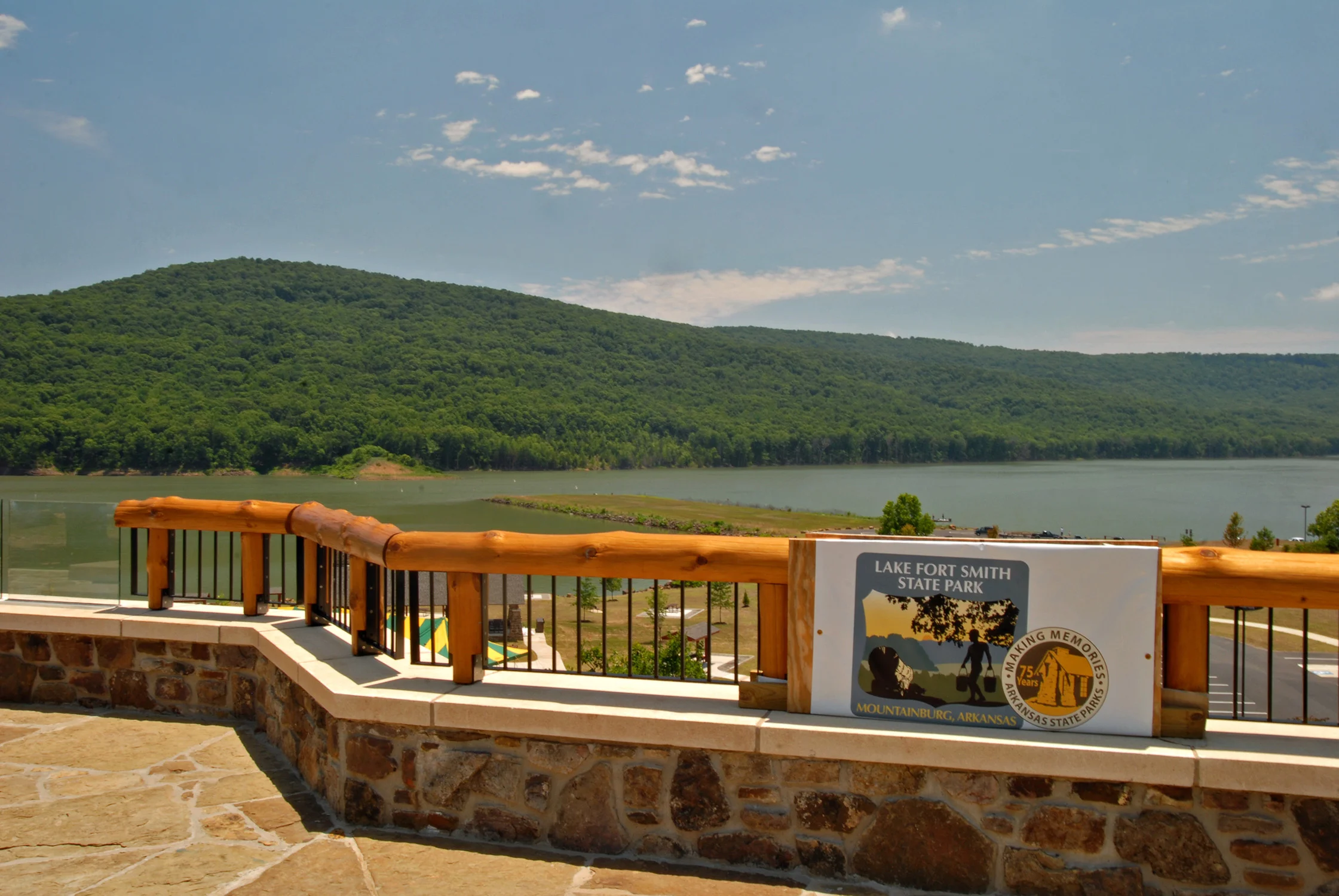 Follow the trail behind the park’s visitor center to this overlook and enjoy the view of the lake and surrounding mountains.