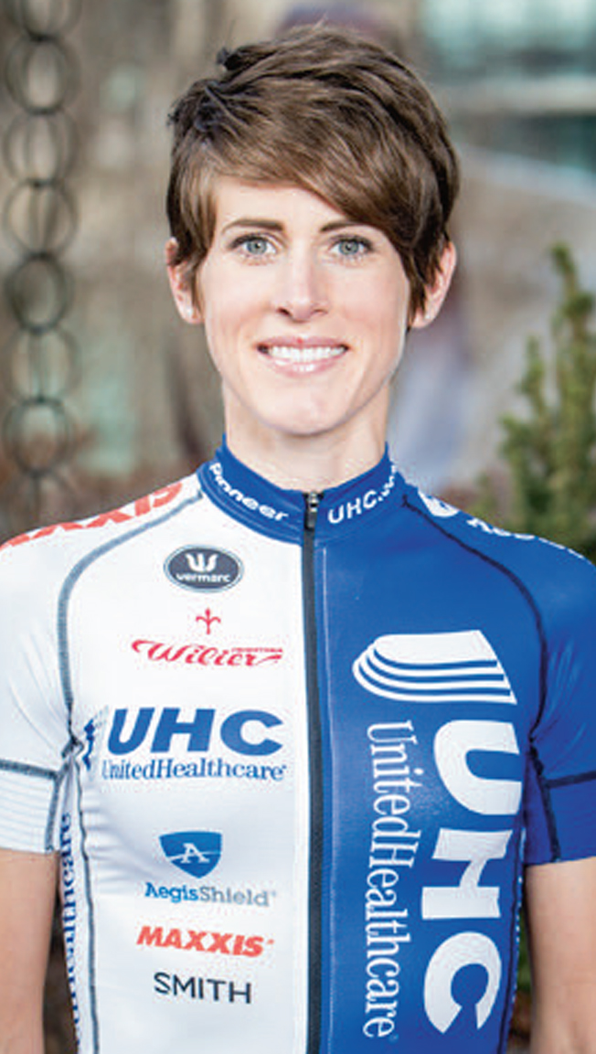 SCOTTI WILBORNE-LECHUGA met Ernie Lechuga in 2009. Lechuga convinced her to try cycling and began coaching her. Together, they successfully balanced her racing career with raising their 3-year-old twin boys and operating a coaching business. Wilborne-Lechuga raced with the U.S. National Team in 2013. In 2014, she joined the UnitedHealthcare Pro Cycling team and competed in the Giro Rosa and the inaugural women’s Tour de France, La Course. Her long-term goal is to be selected for the world championship team and the Olympics. One of her most memorable rides dates back to early riding and coaching days with Lechuga. During a long, hot ride she bonked and Lechuga gave her a Coke. She didn’t drink Cokes but took it anyway. She bounced back and was able to make it home. She now drinks Cokes regularly after hard rides and races.