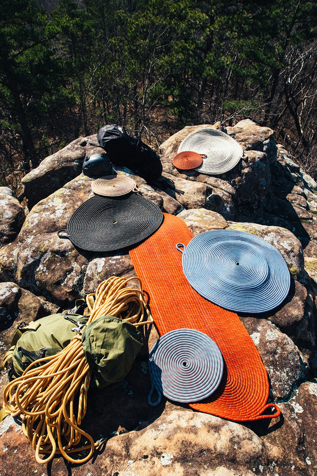 The "Butt Rug" provides a readily available seat anywhere outside.
