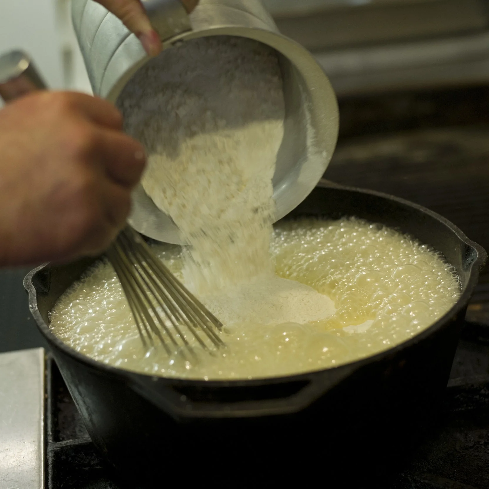 Stir the roux constantly