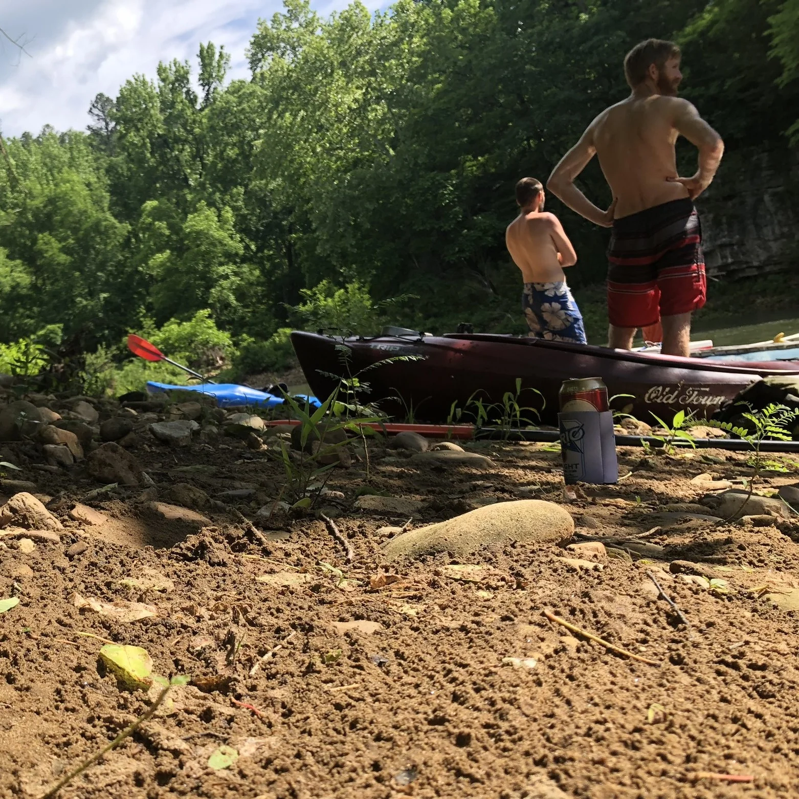 Richard Vaerewyck and Pedro Ardapple pause in their exploration of the Buffalo River to supervise as others in the group try each other’s boats
