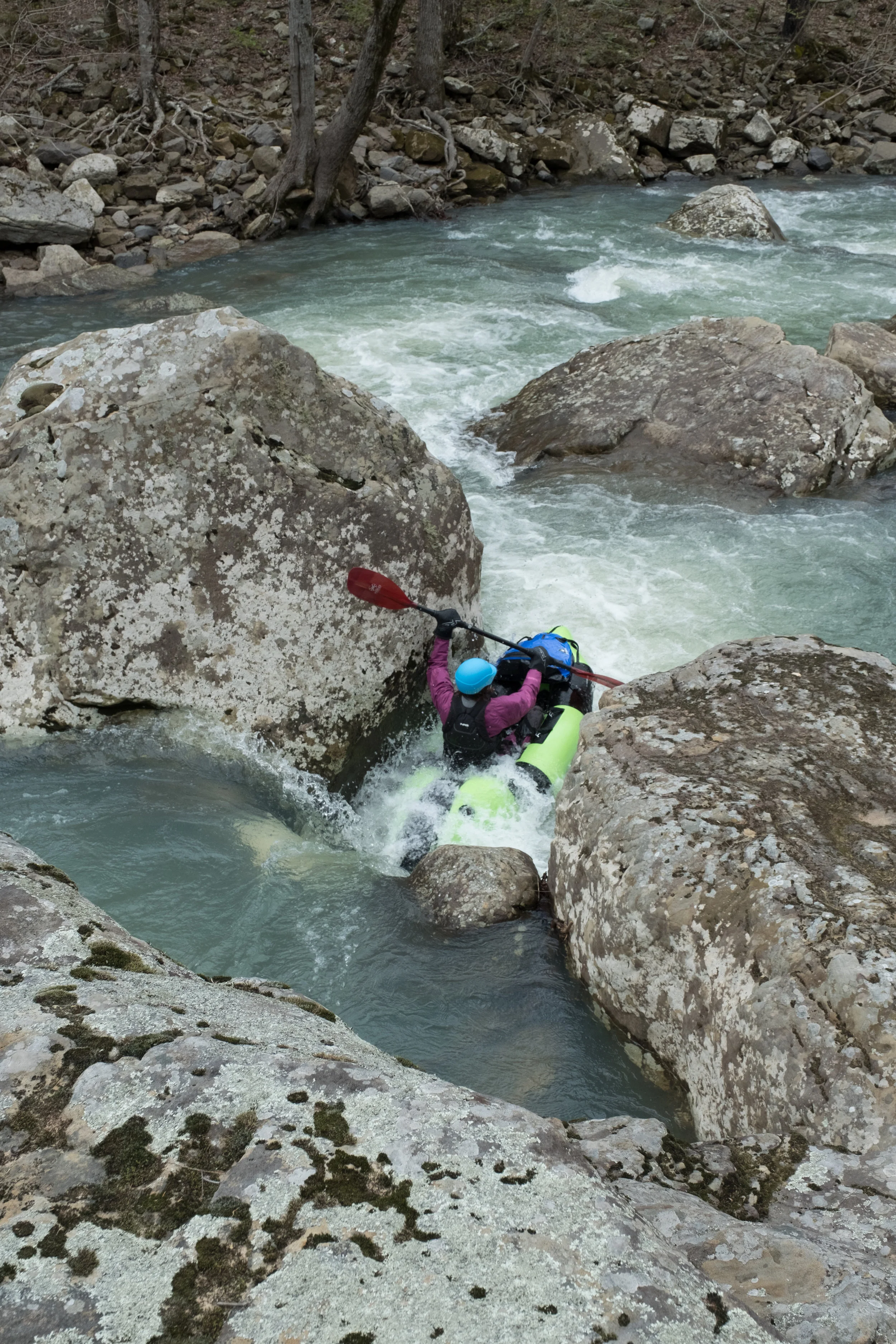 Cripps navigates the rocks on Richland Creek.