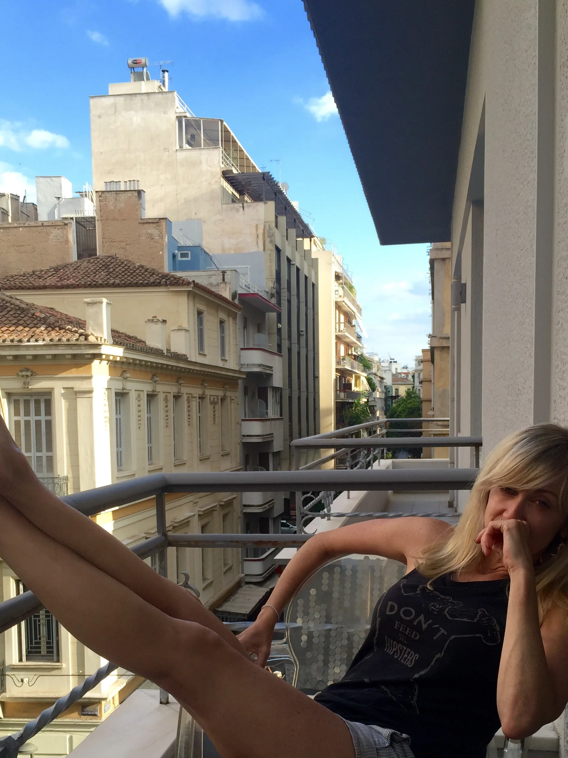 Patio at our hotel in Athens
