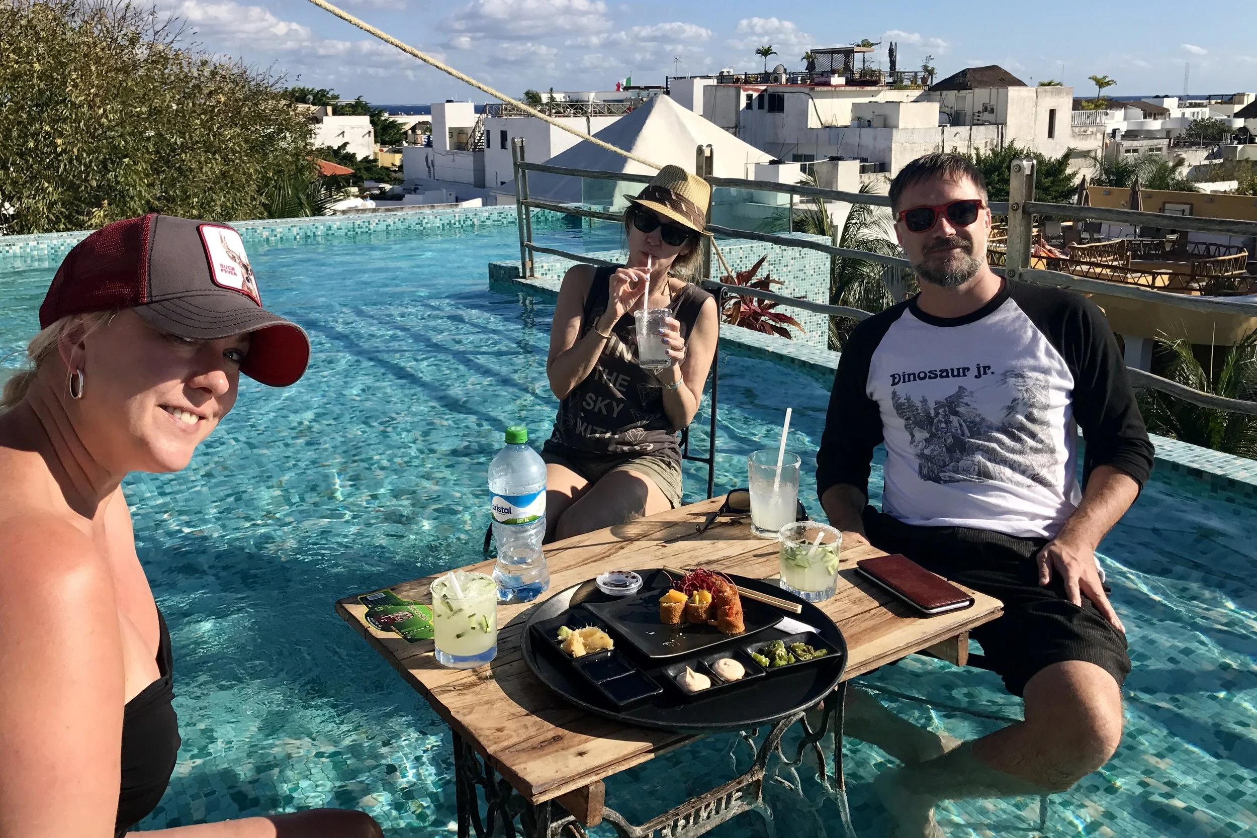 Boardroom meeting with Jesse, Shannon, and Amanda on the rooftop of Be Playa.