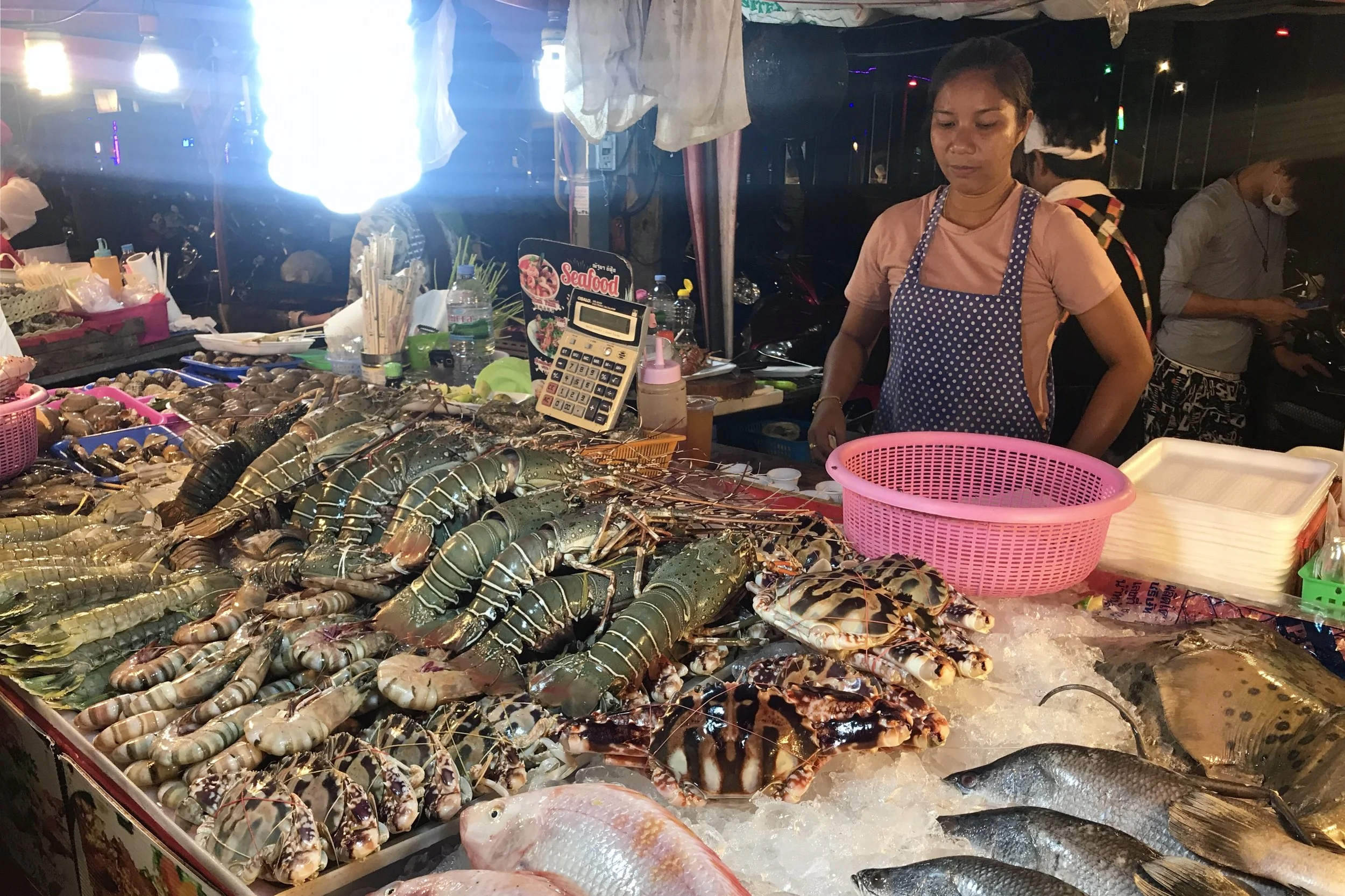 Freshly caught seafood at the street food market