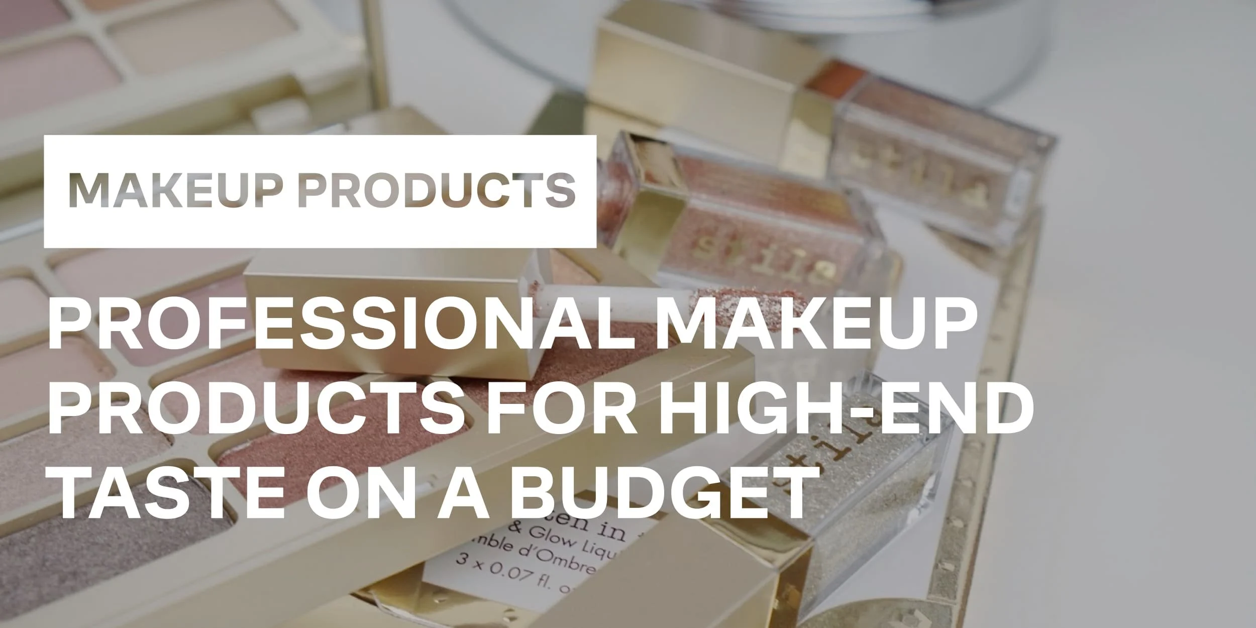 Makeup palettes products arranged with professional makeup brushes