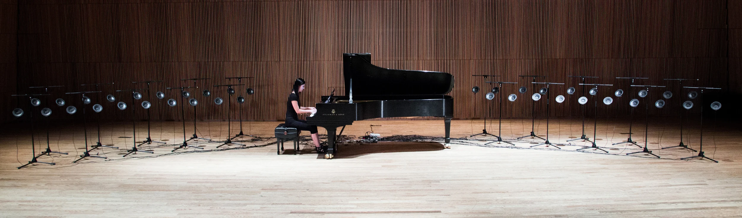 LM artist Vicky Chow performing Tristan Perich's " Surface Image "