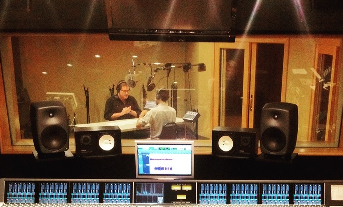 Steve Seel in the studio with composer William Brittelle at McNally Smith . 