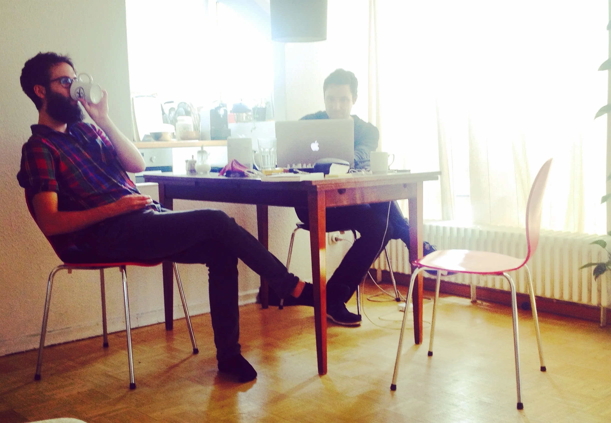 Left: Michael/coffee Right: Daniel/sunlight