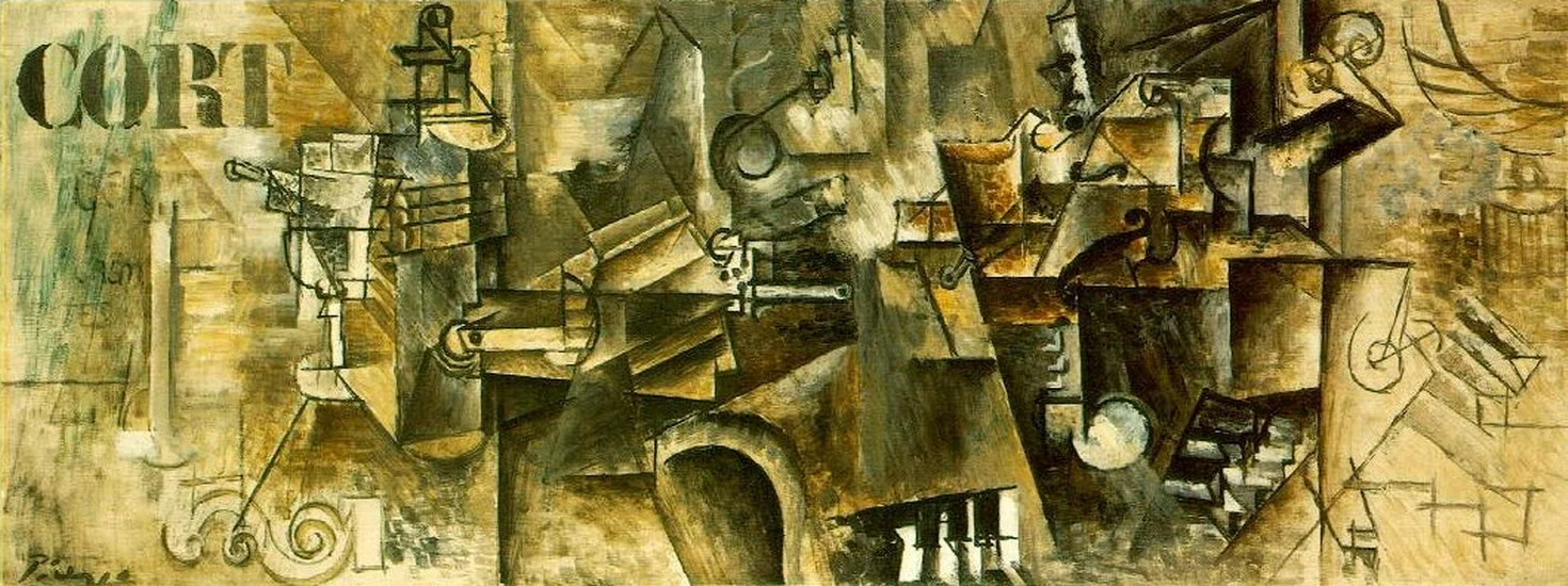 Still life on the piano ('CORT') , Picasso (1911) via wikiart.org