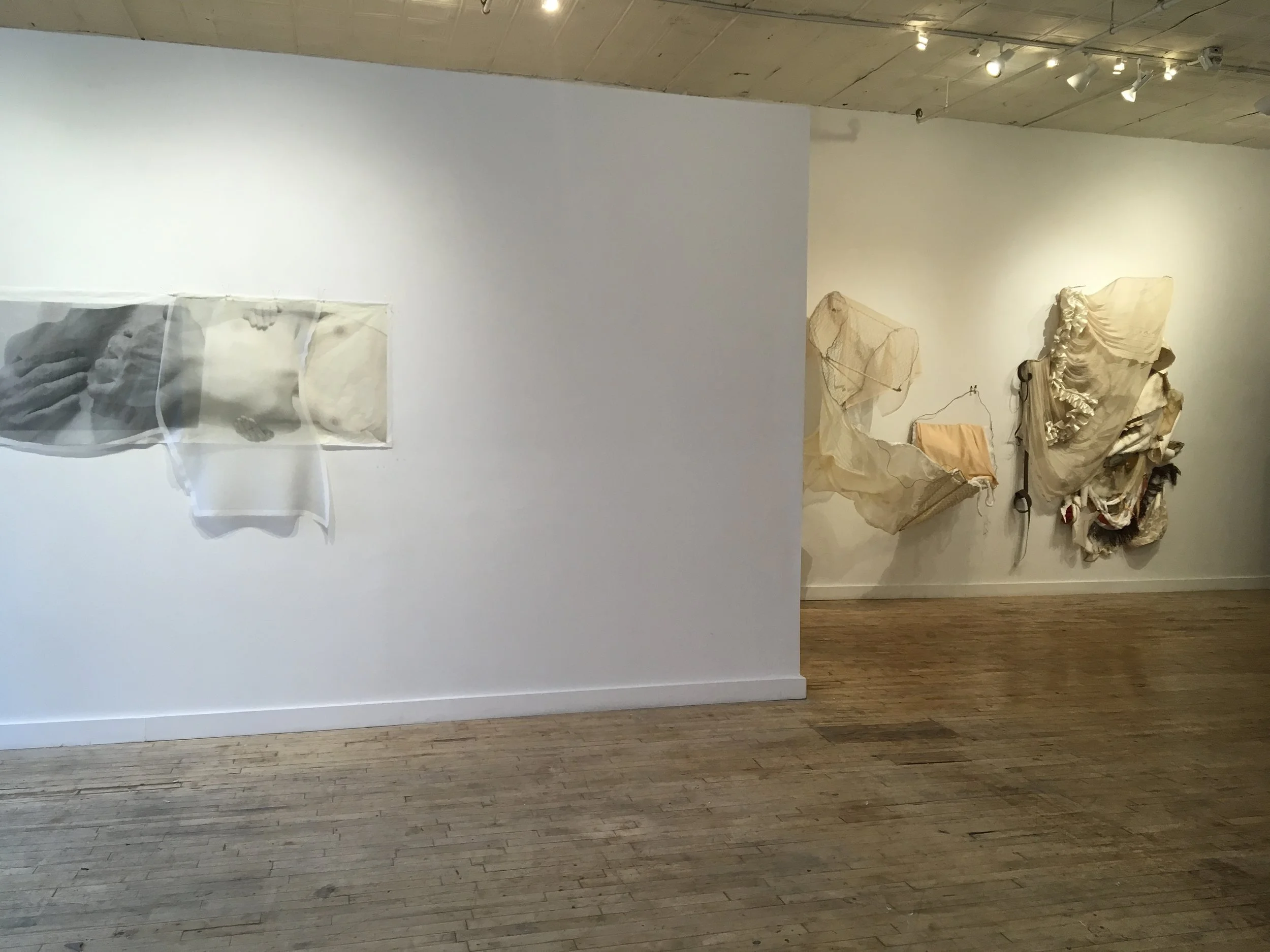 installation view of my work with piece by Francesca Schwartz
