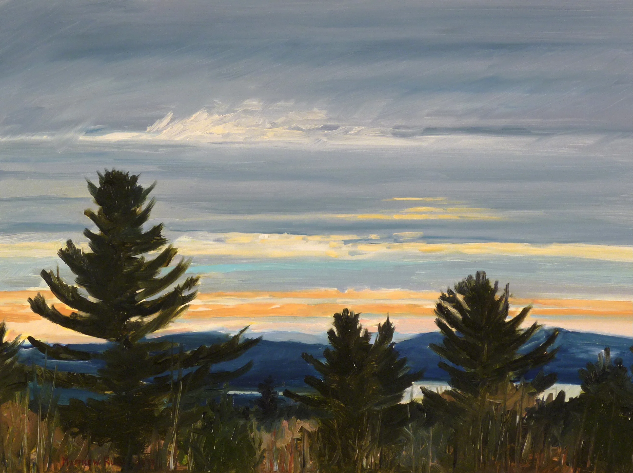 Dusk on Vienna Mountain #1, 2013, Oil on Panel, 12" x 16"