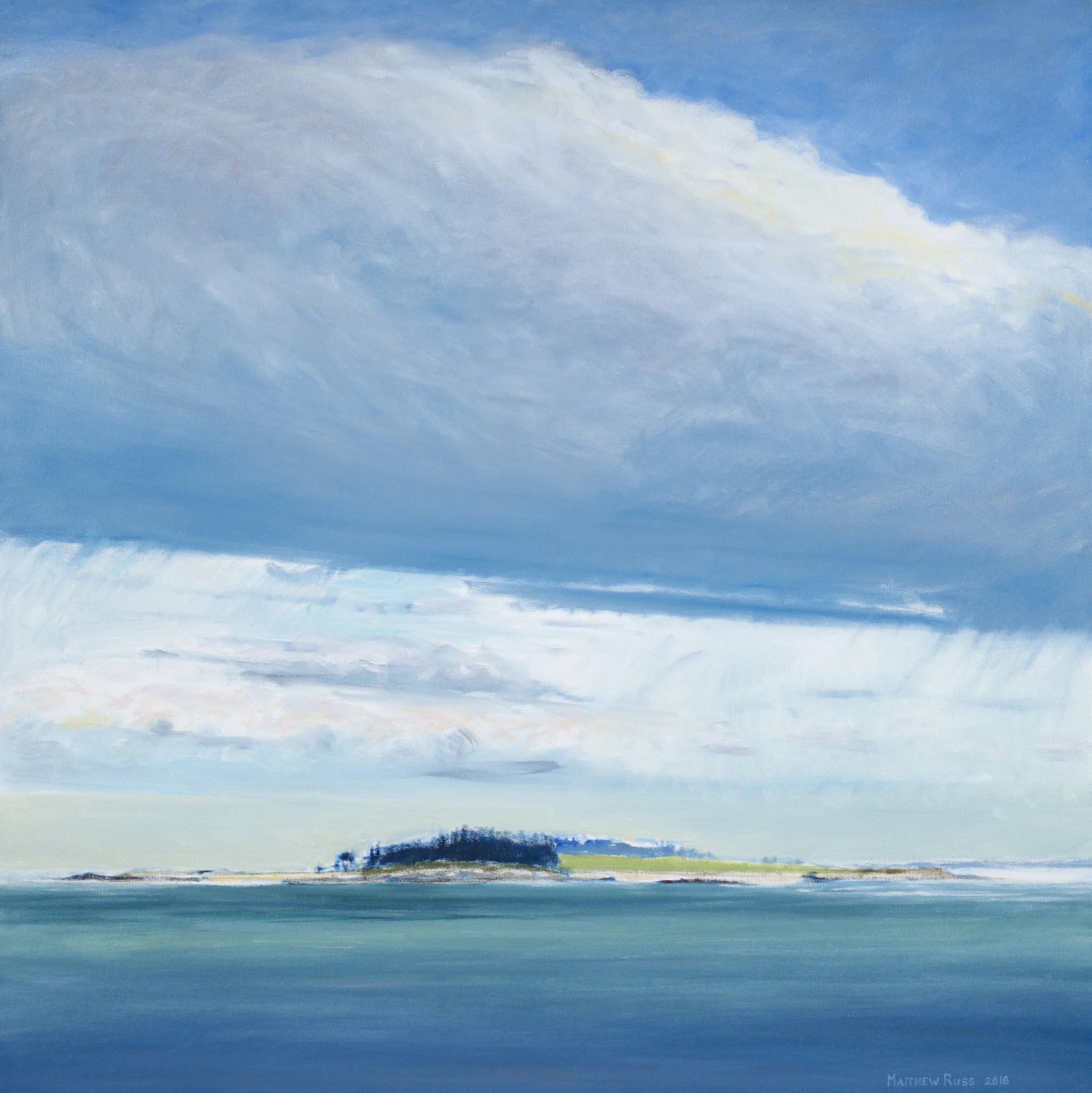 Richmond Island from the Northeast #4, 2018, Oil on Canvas, 36" x 36"