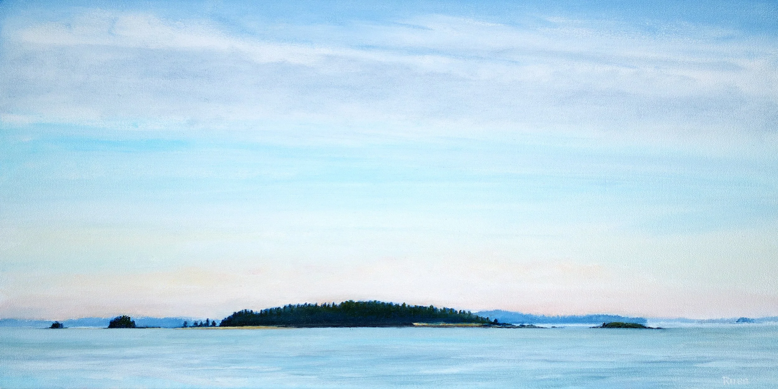 Matthew Russ, Pond Island, 2026, Oil on Canvas, 12" x 24"