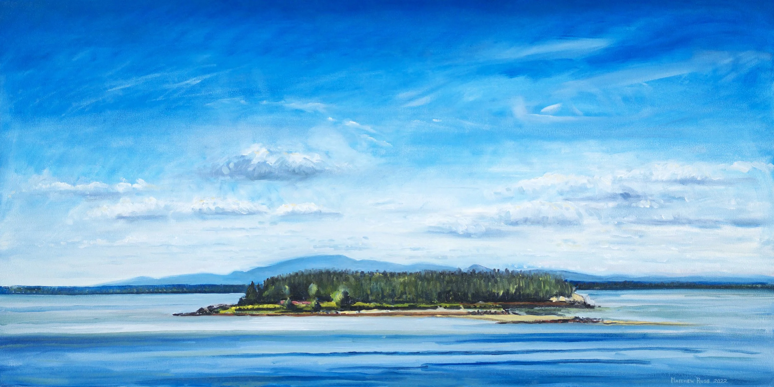 Matthew Russ, Western Island, 2022, Oil on Canvas, 20" x 40"