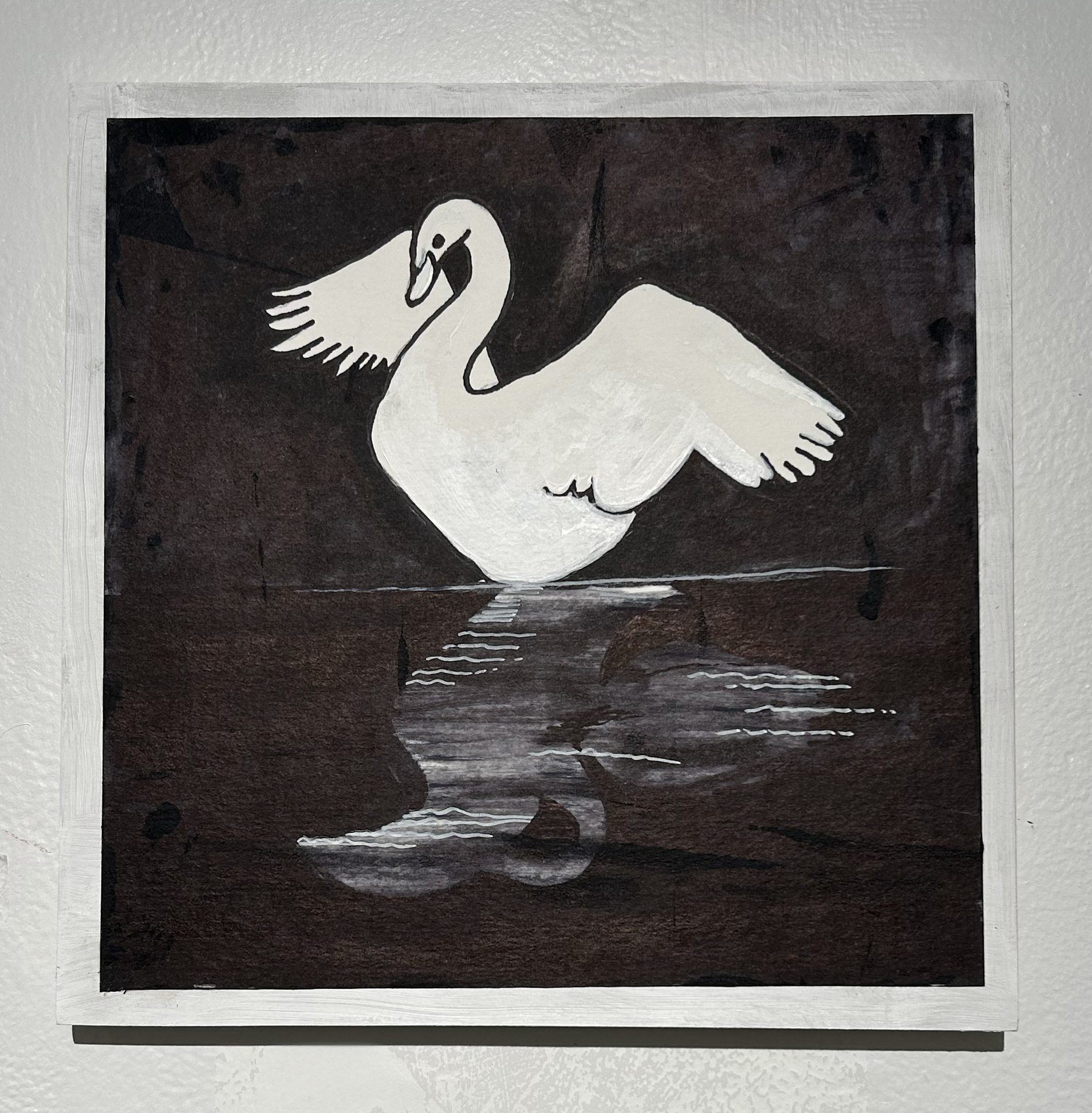 Swan Song: Illustration for book cover,  Acrylic on paper, mounted on block $200 