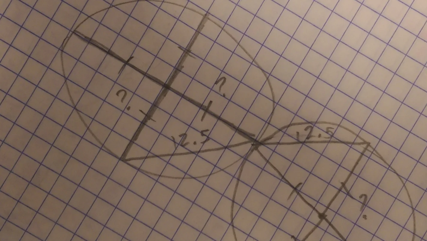 Not really the work I did, but it's the basic problem, if I remember correctly. The rest involved tangents and sine/cosine stuff. I don't remember.