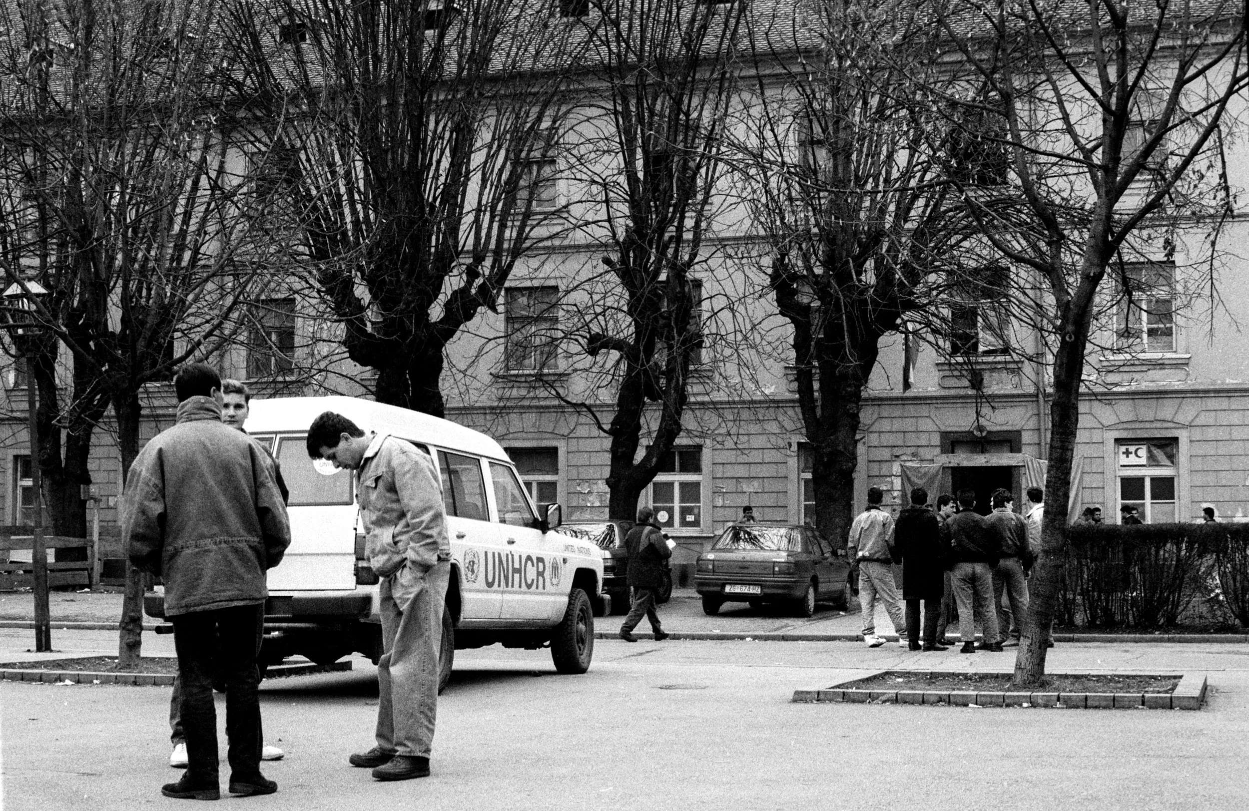 The old army barracks building in the main square of Karlovac