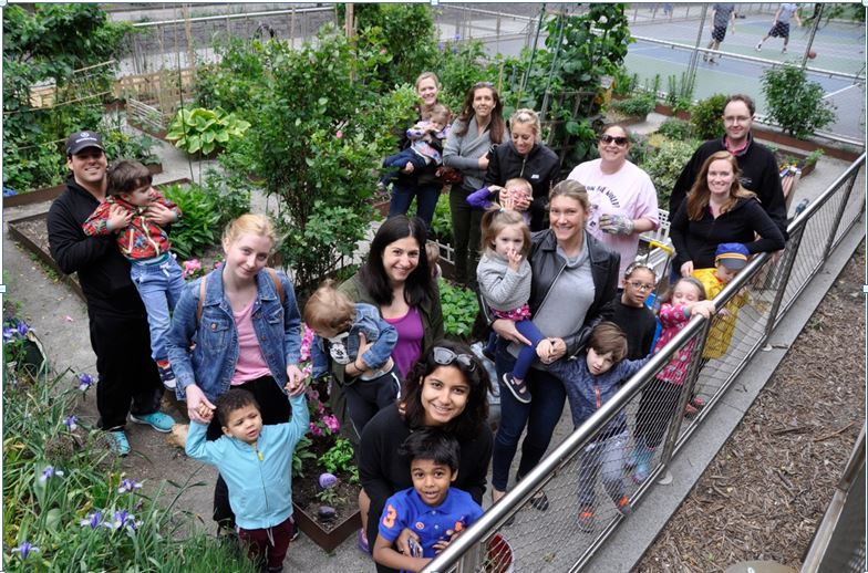 BPC Nursery School kids and parents planting on May 20th