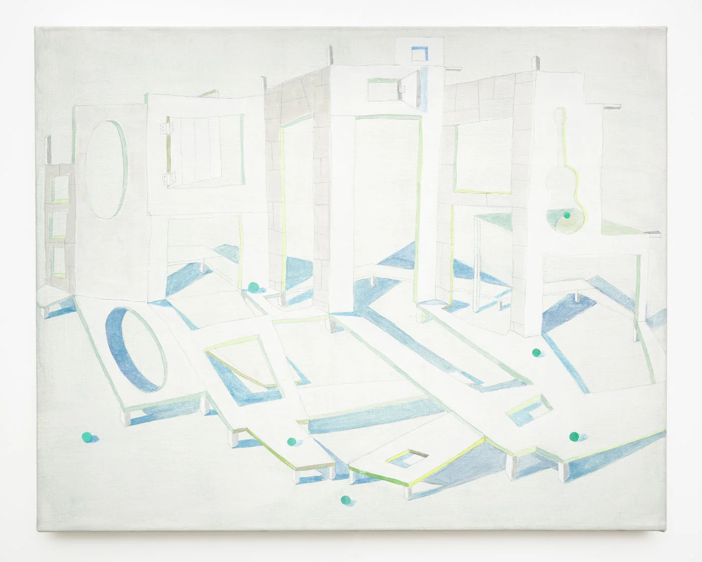 White Structure with Shadows , 2015 Flashe and colored pencil on canvas | 20"w x 16"h 