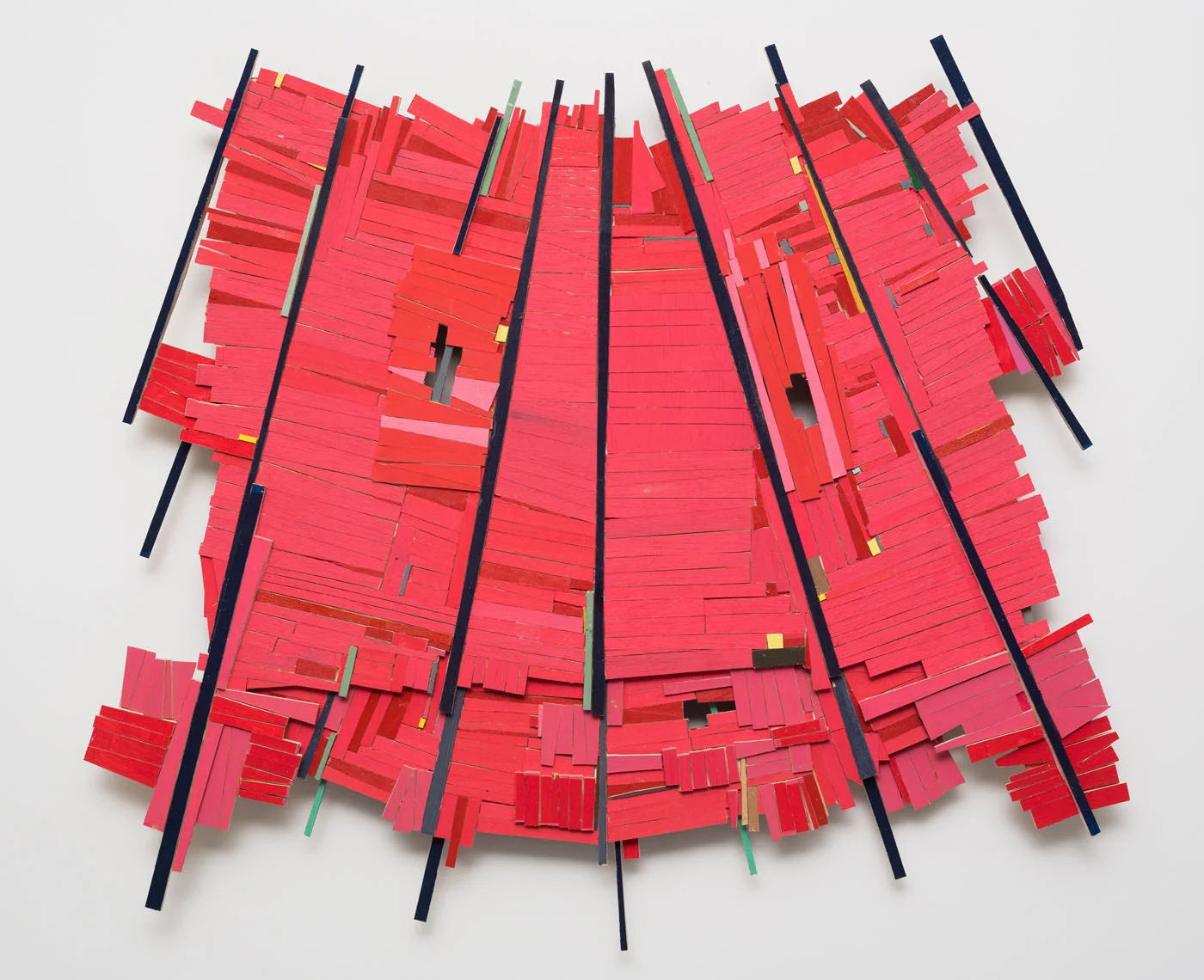 Red with Blue Lines , 2014-16 Acrylic on basswood, cut and assembled on shaped support