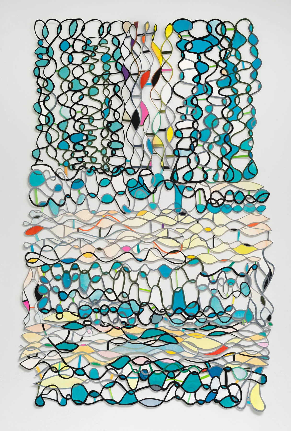   Waves  | 2021 | Painted and cut paper | Flashe and acrylic on cut paper, 55” h x 36”w 