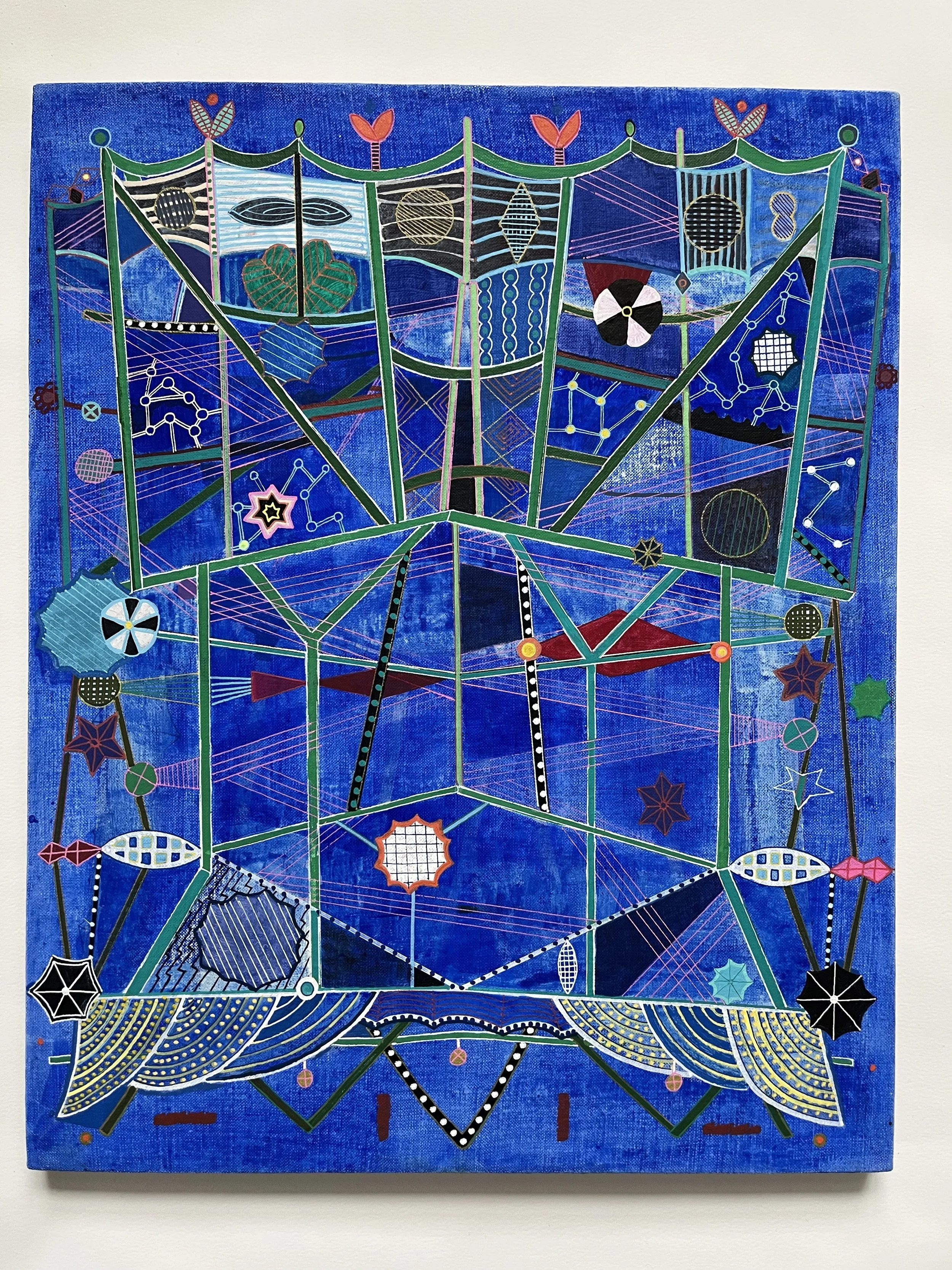 Decorative Structure (Ultramarine), 2016 Flashe, acrylic, and acrylic paint pen on canvas on panel | 16"w x 20"h