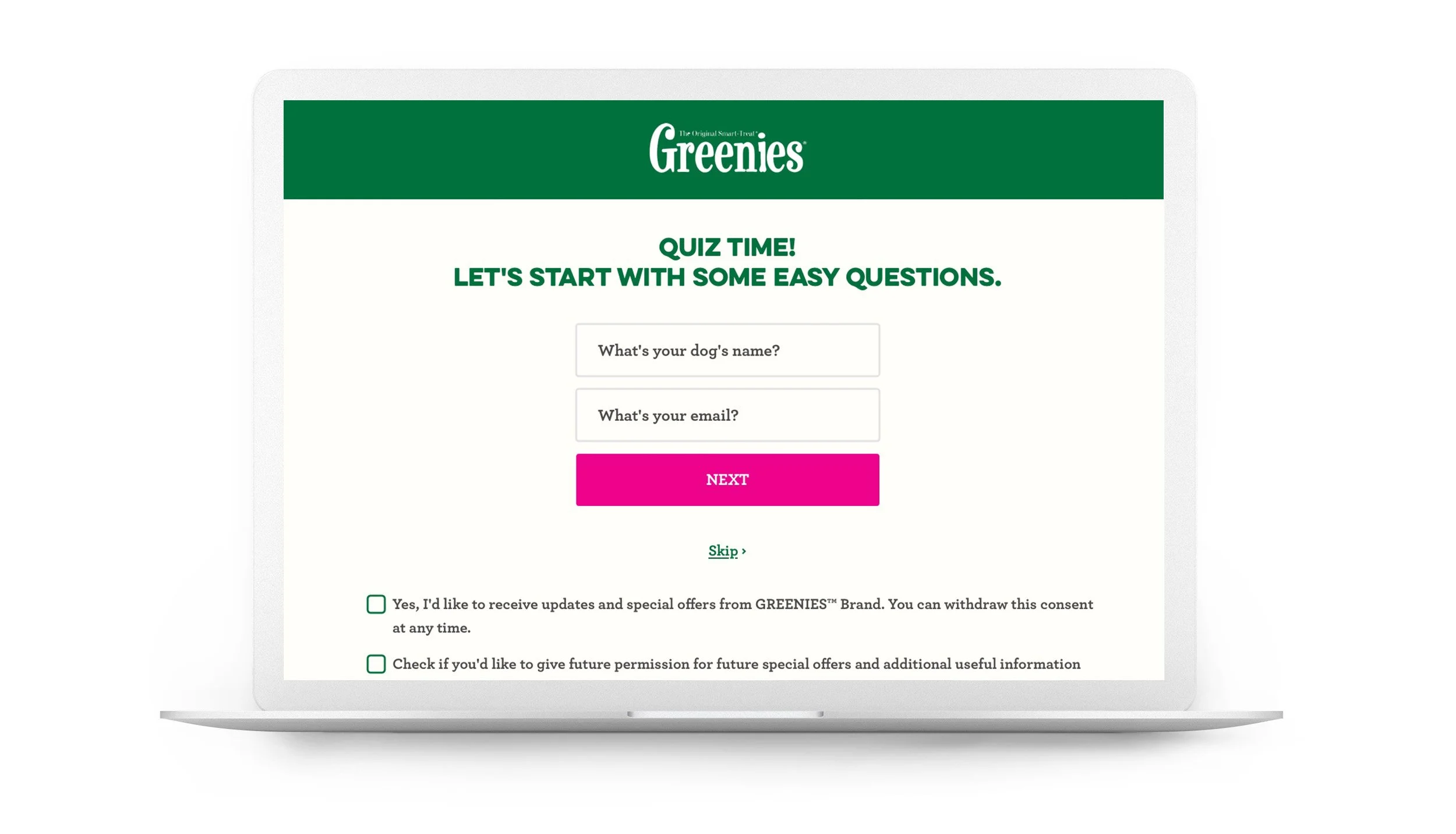 Greenies product quiz