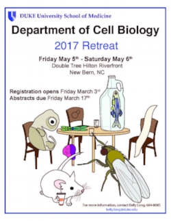 2017 flier, designed by Graduate Student Ceri Weber in Capel Lab.