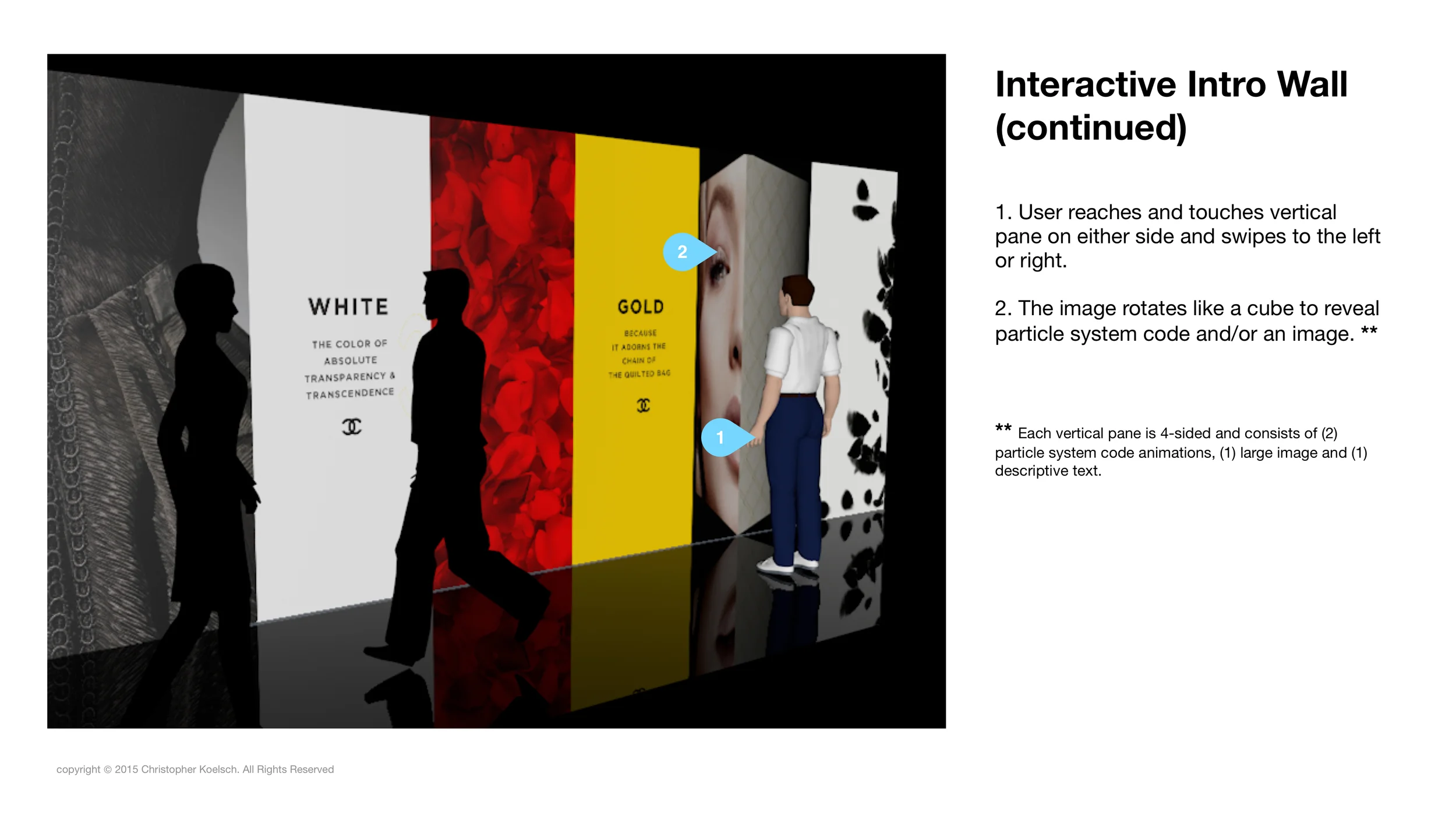 Demonstrated Technology : Interactive Intro Wall This application shows how pedestrians interact with a flip board motion. https://www.youtube.com/watch?v=e80wymfsQsA