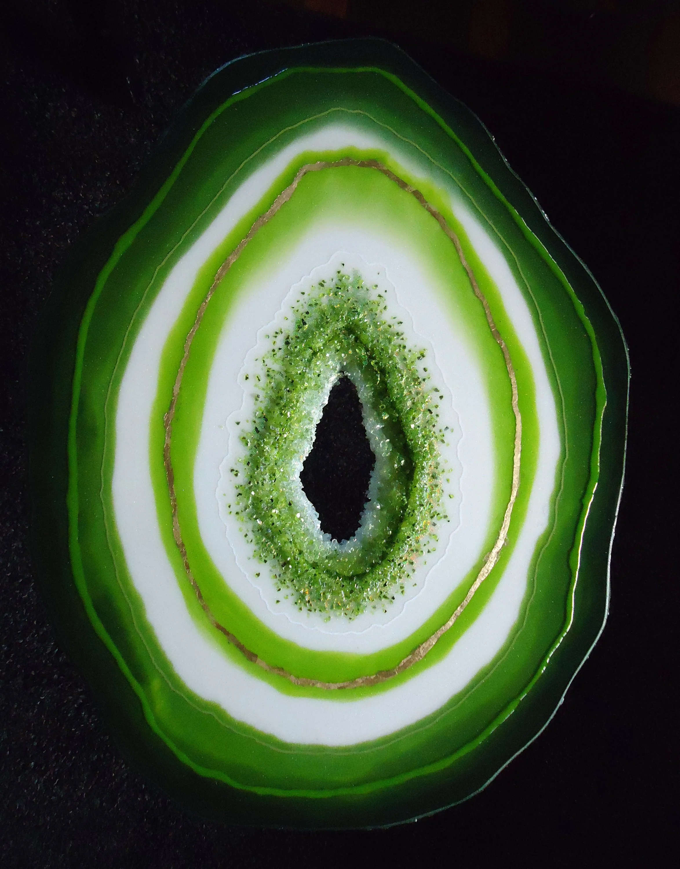 Green Faux Geode End Table