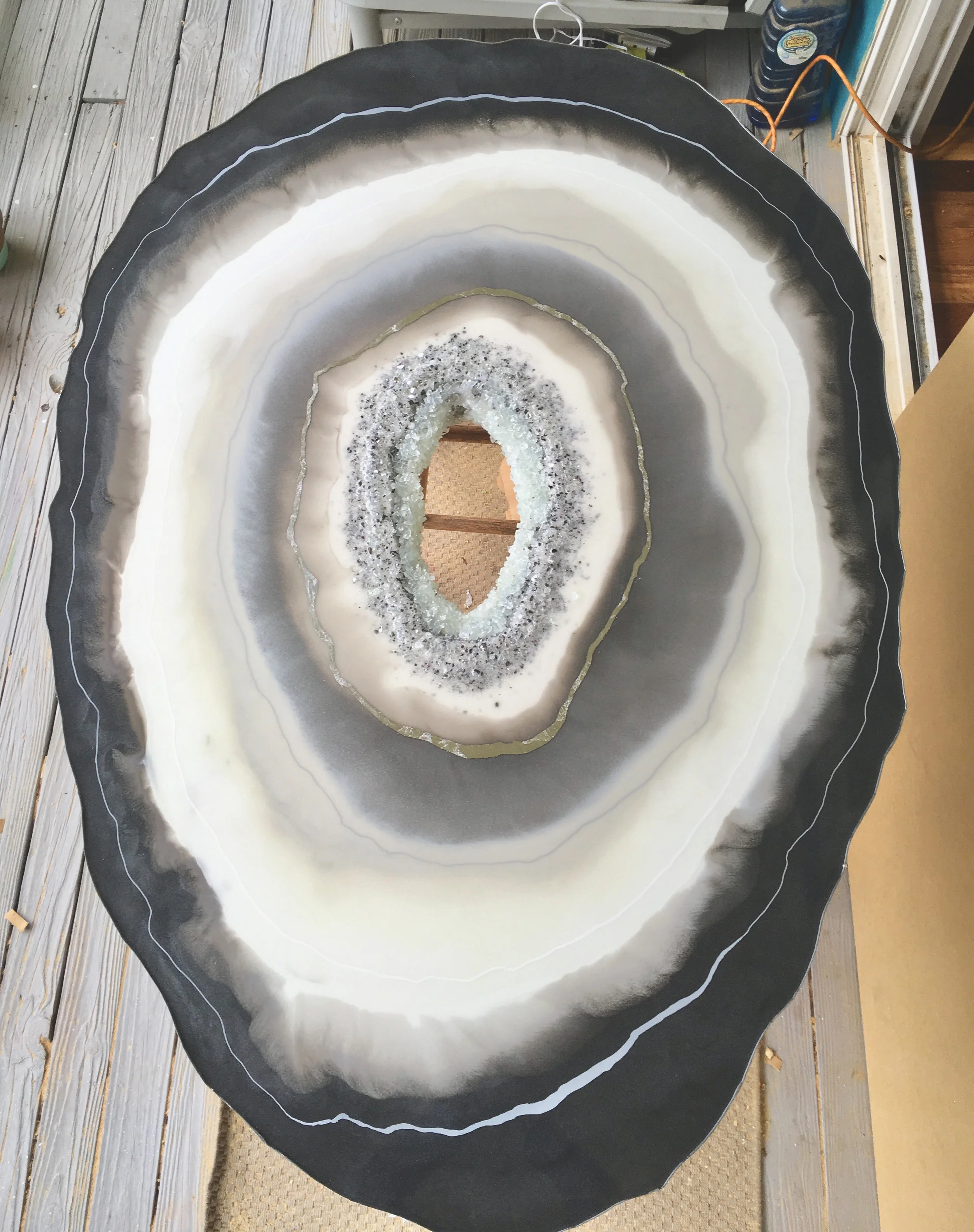 Grey and Silver Faux Geode Table top
