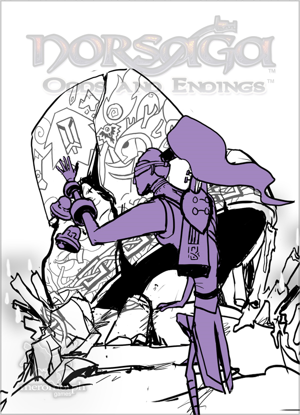 Third boxart sketch, refactoring the previous elements to focus on the bell.