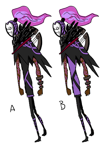 Final Donwen sketch, featuring feather mantle and redesigned lute.