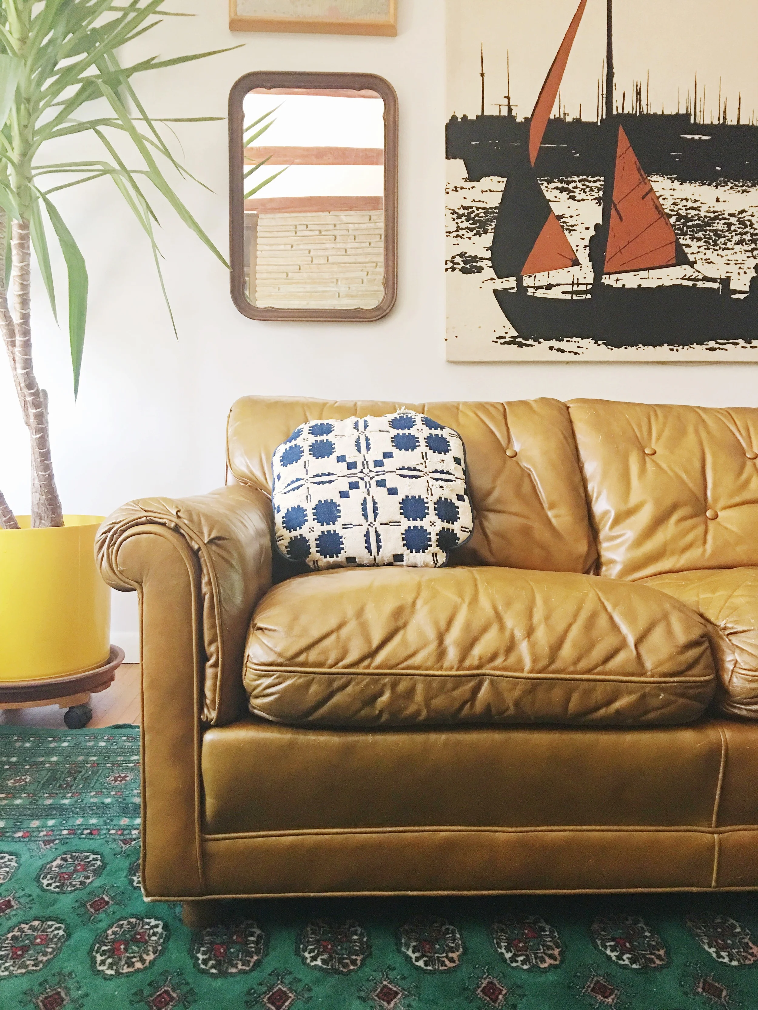 Camel Tufted Leather