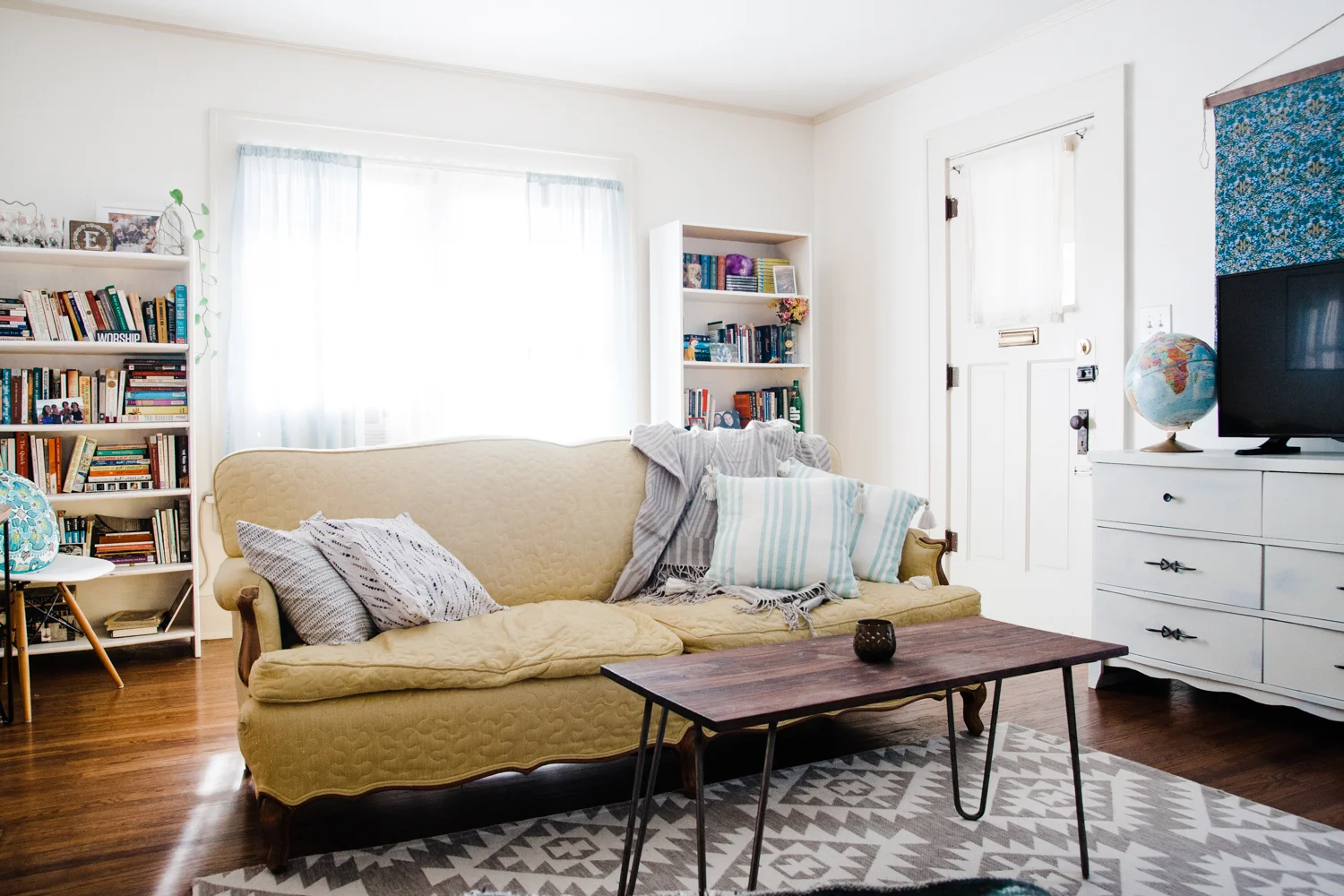 Emily made this modern coffee table with her own two hands.
